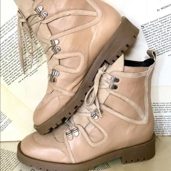 Anthropologie Boots Combat Suede Leather Lace Up